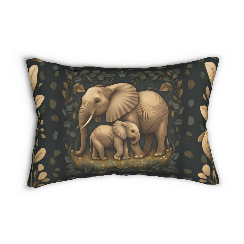 Elephant Lumbar Pillow: William Morris Botanical Jungle in Earth Tones
