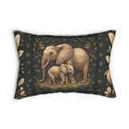Elephant Lumbar Pillow: William Morris Botanical Jungle in Earth Tones