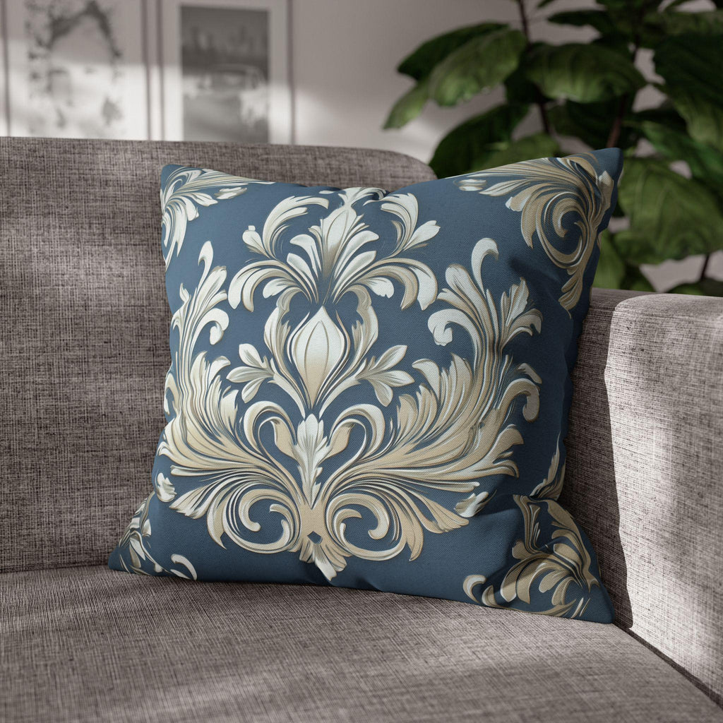 Opulent Damask Square Pillowcase: Classic Elegance for Bedroom & Living Room with Scroll Floral Design
