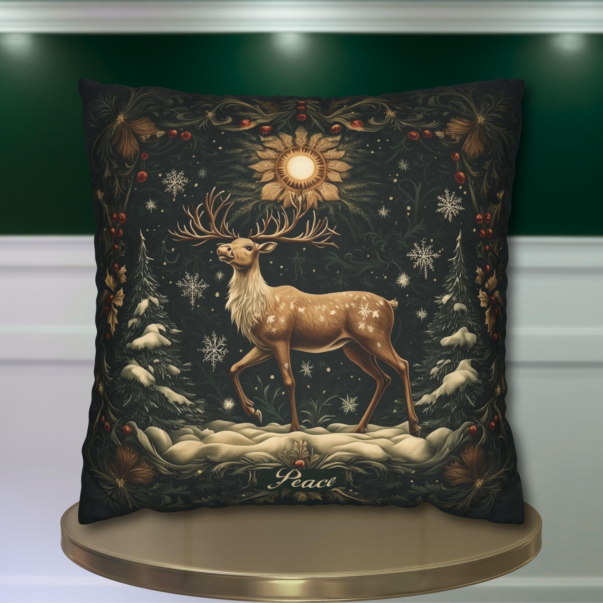 William Morris Reindeer Winter Pillowcase,  Christmas Decorative Cushion Cover