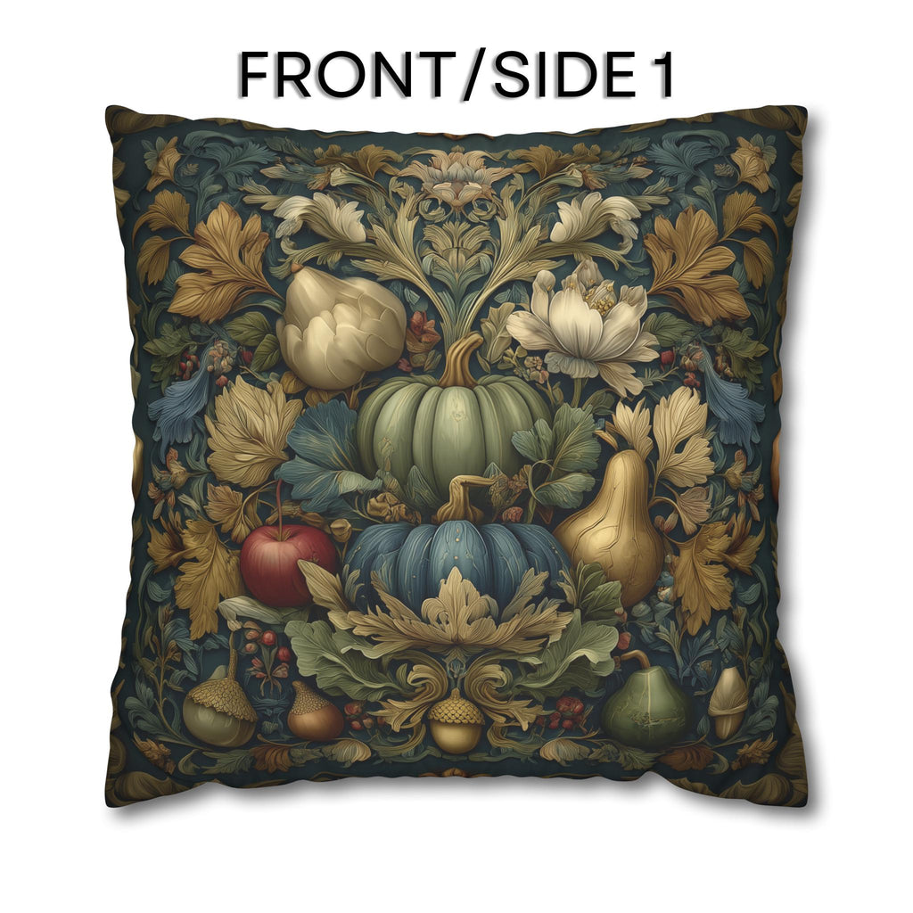 William Morris Pillow Cover Fall Harvest Tapestry Style Pumpkin Botanical Autumn Decor Euro Sizes