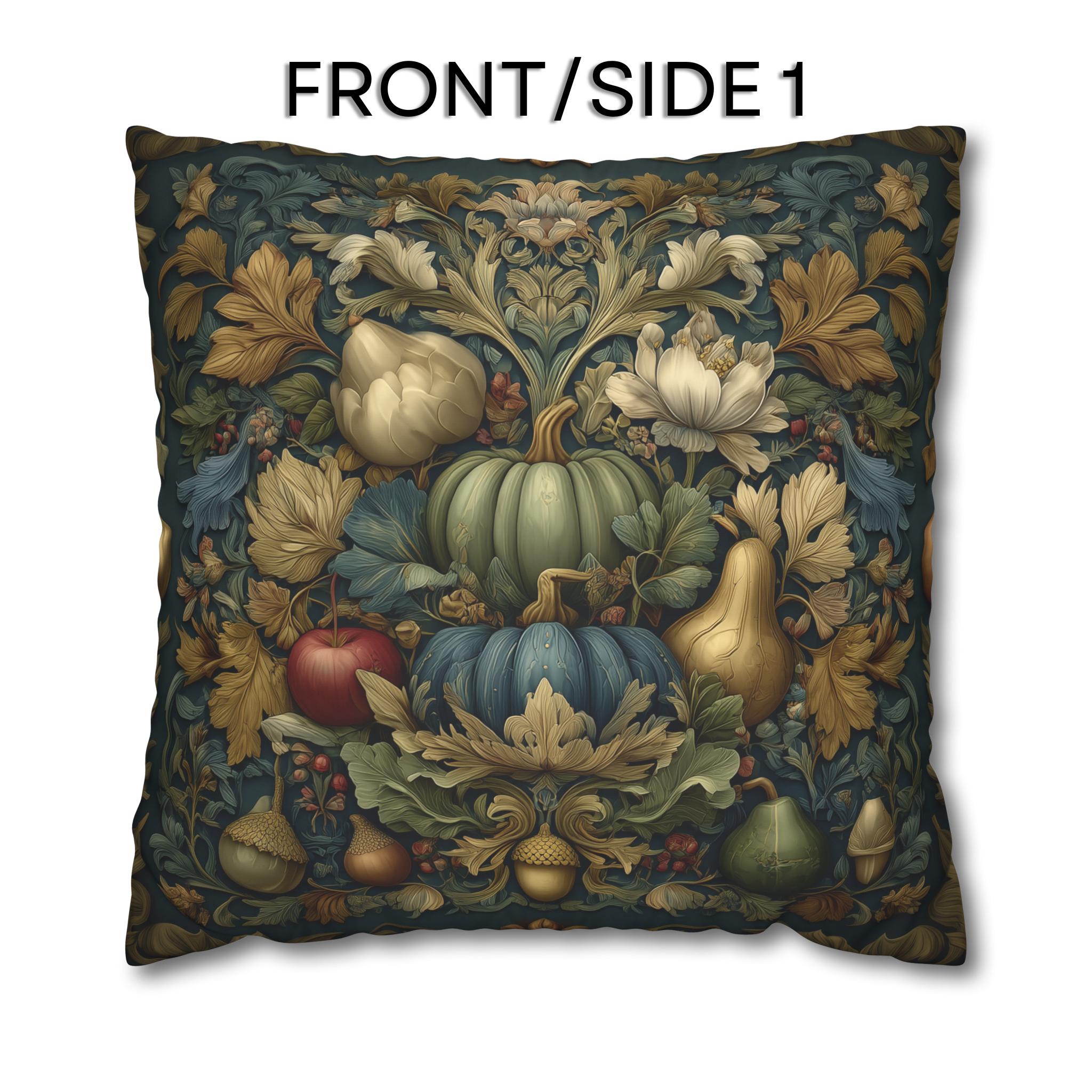 William Morris Pillow Cover Fall Harvest Tapestry Style Pumpkin Botanical Autumn Decor Euro Sizes