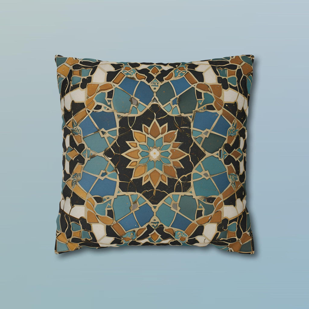 Luxurious Moroccan Tilework Inspired Pillow Cover: Teal, Beige, Brown Geometric Cushion Case