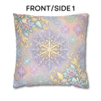 Pastel Snowflake Pillow Cover: Coquette Christmas Decor, Dreamy Lilac Mint Winter