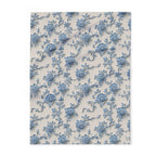 Blue Floral Chinoiserie Fleece Throw Blanket: Elegant Home Decor