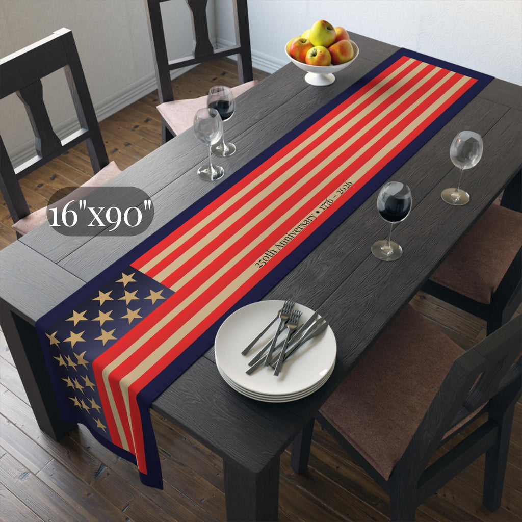 Patriotic Table Runner: US 250th Anniversary - Stylized American Flag 1776-2026