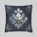 Luxurious Damask Inspired Navy & Silver Pillowcase, Elegant Deep Navy Blue Decor, Classic Home Accent