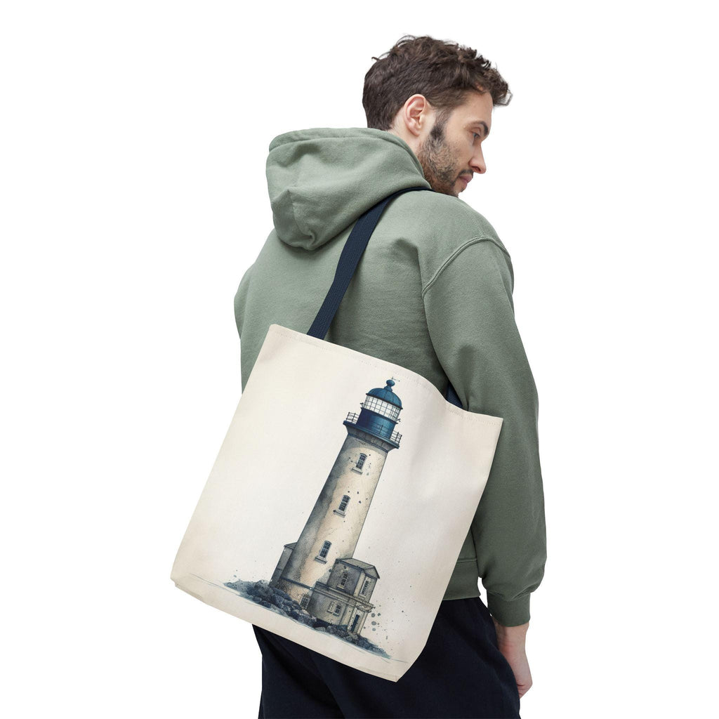 Coastal Lighthouse Tote: Durable Canvas Beach Bag in Blue - Nautical Carryall (S/M/L Available)