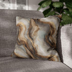 Modern Abstract Pillow Cover: Brown Marble Look with Gold Color Accents
