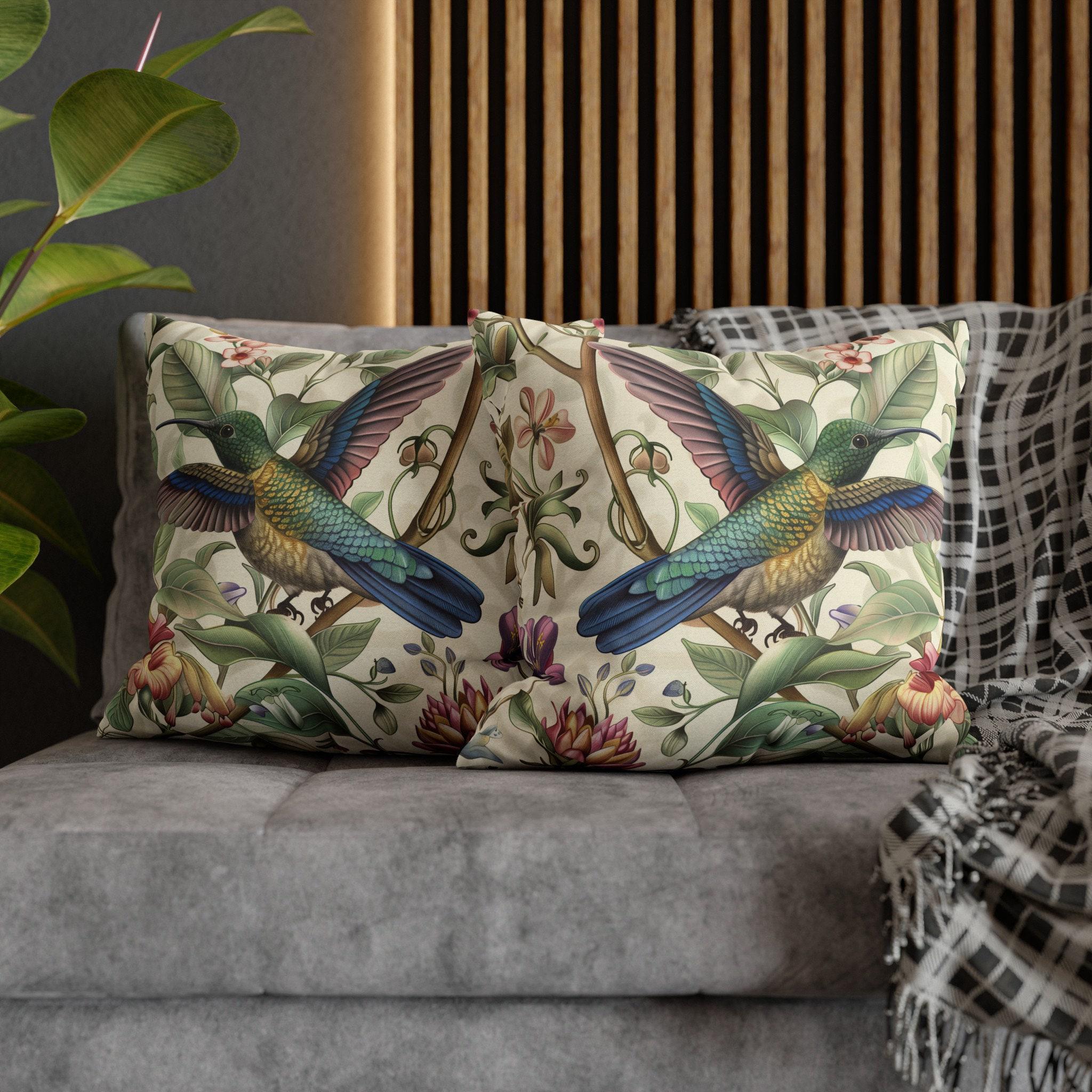 William Morris Hummingbird Pillow Cover: Elegant Floral Nature Design