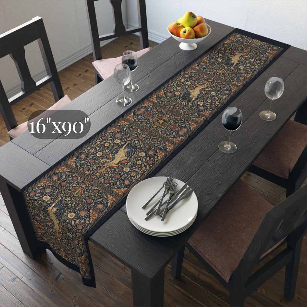 Patriotic Table Runner: Americana Statue of Liberty Botanical Design