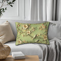Lumbar Pillow: Chinoiserie Birds and Flowers - Pastel Sage Green