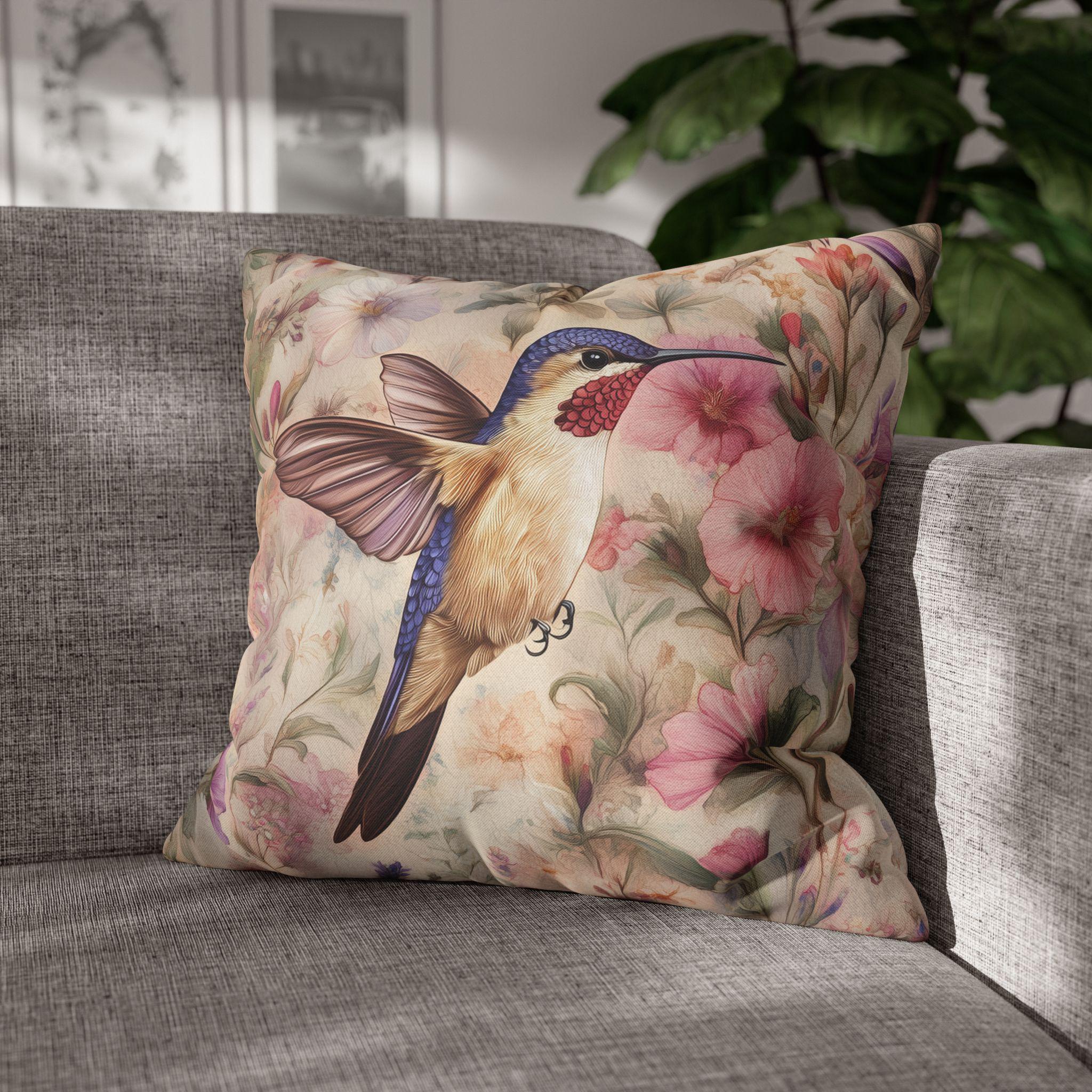 William Morris Hummingbird Cushion Cover: Vintage Style Floral Blush Garden Cottagecore Pillow Case