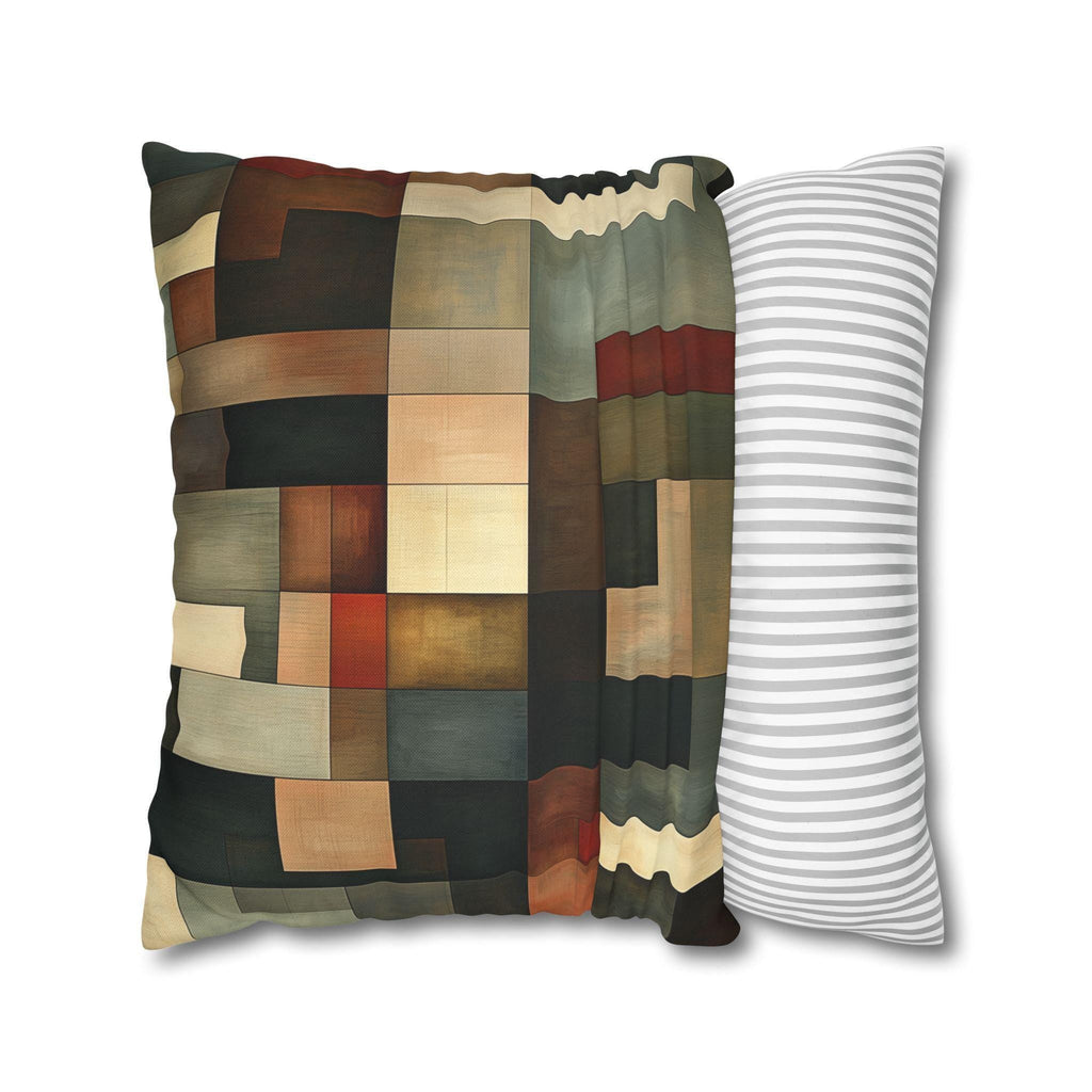 Geometric Abstract Pillowcase: Earthy Muted Tones, Modern Rustic Decor, Hand-painted Effect
