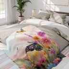 Butterfly Throw Blanket Pastel Wildflowers Spring Nature Art Cozy Couch or Bed Accent