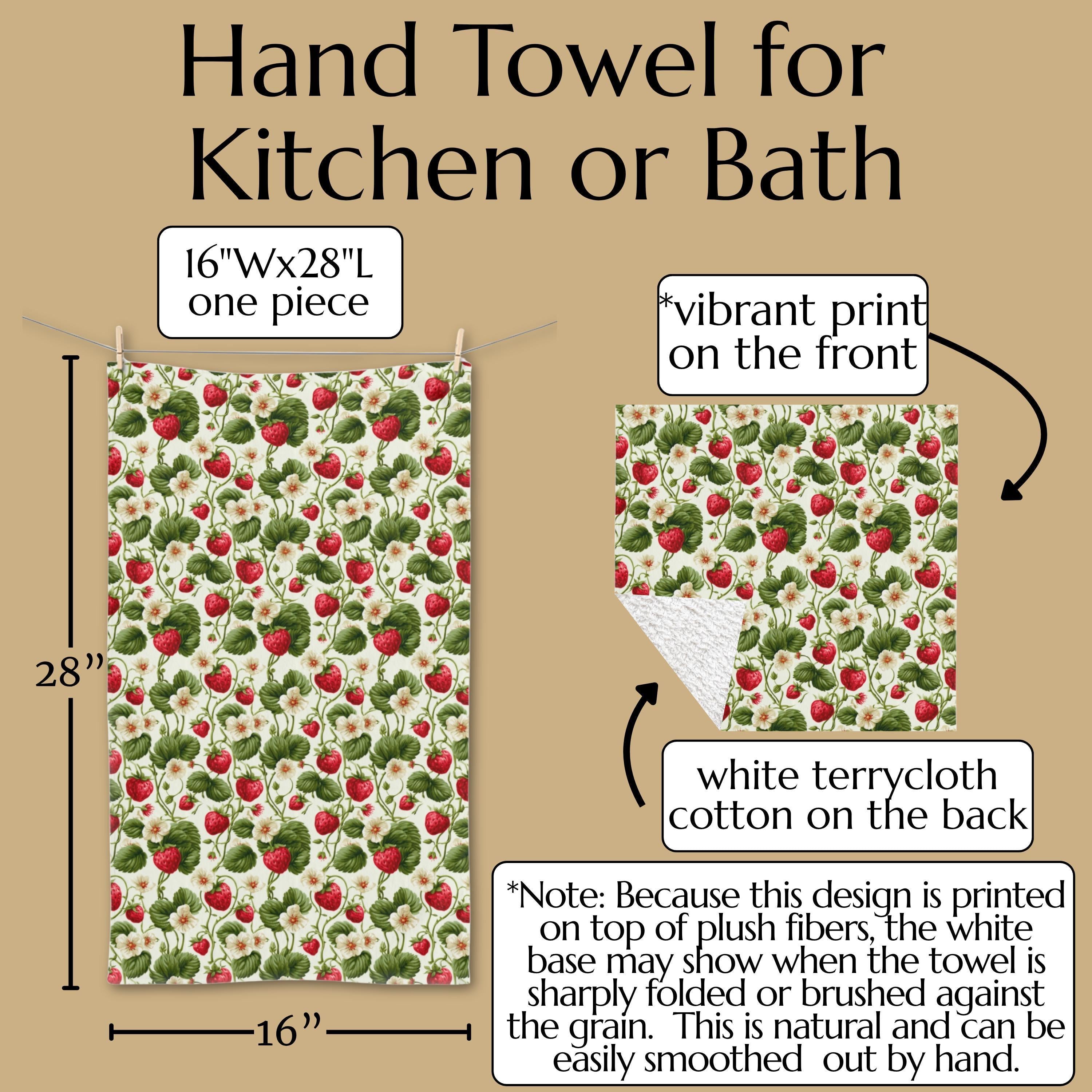 Wild Strawberry  Hand Towel: Botanical Summer Decor for Bath or Kitchen