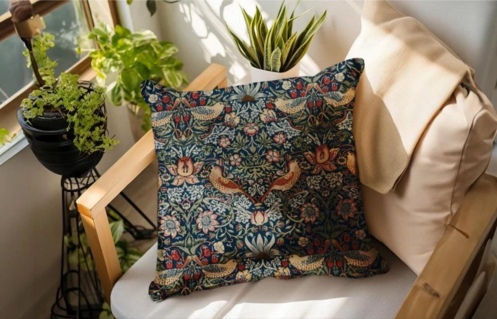 Strawberry Thief Heritage Pillow Cover: William Morris Classic Reimagined