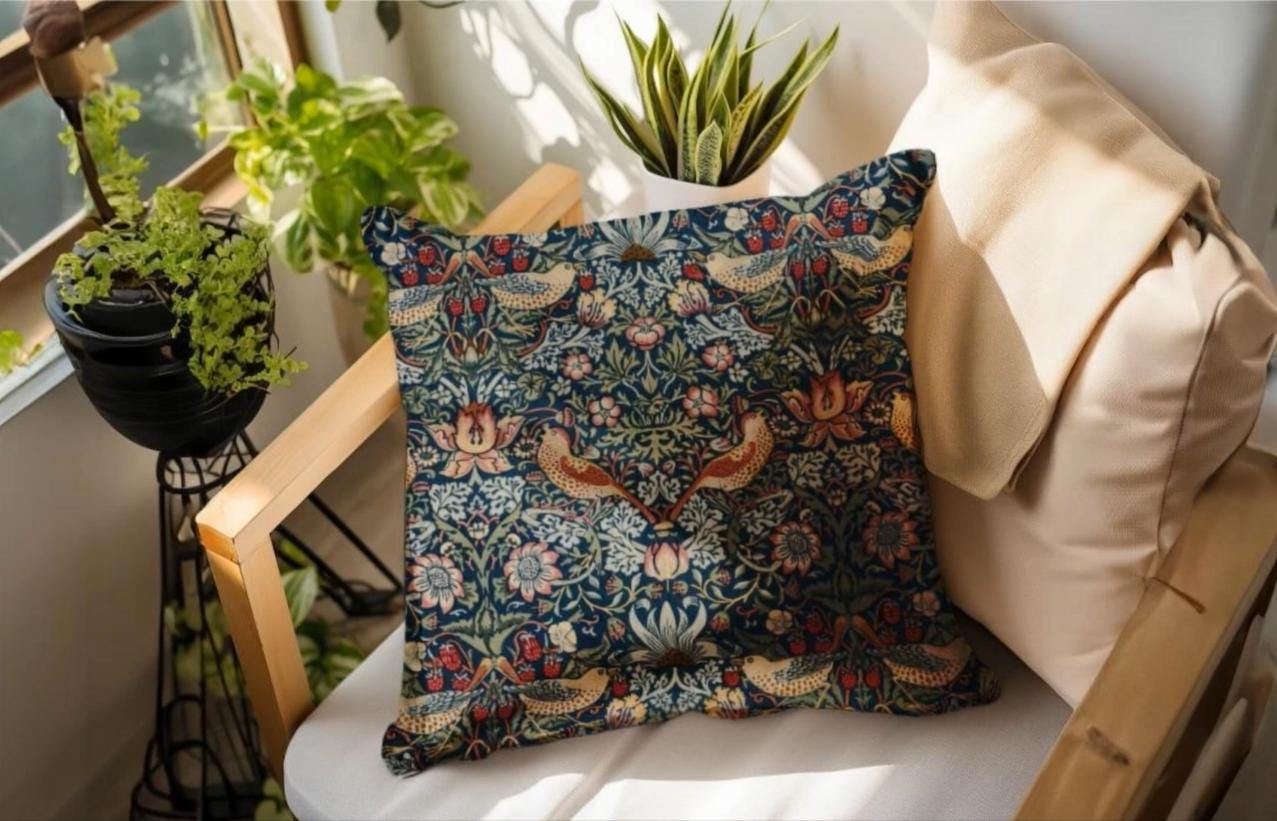 Strawberry Thief Heritage Pillow Cover: William Morris Classic Reimagined