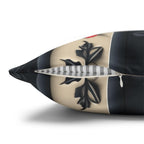 William Morris Christmas Pillow Cover: Charcoal-Navy & Ivory Stripes with Red Berries