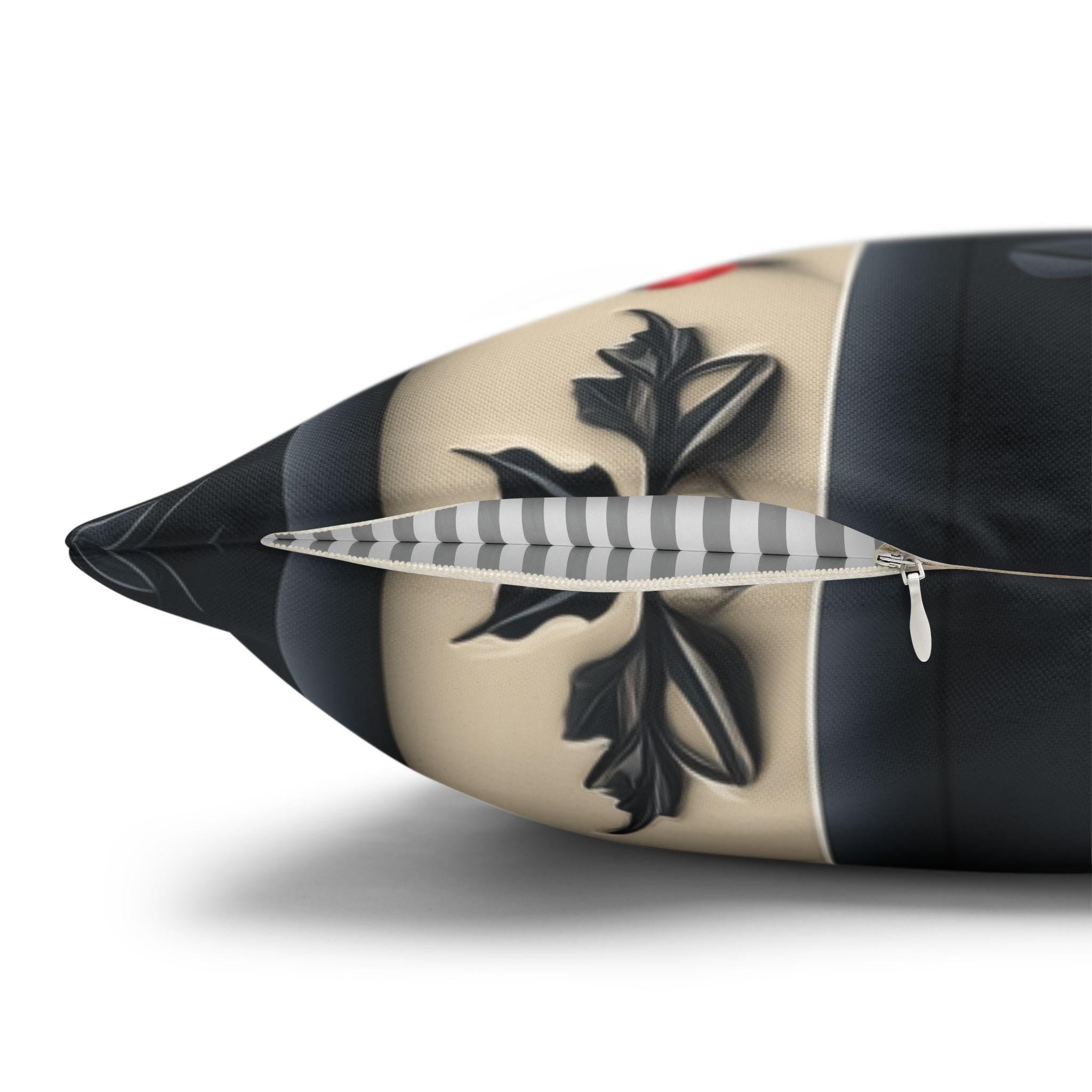 William Morris Christmas Pillow Cover: Charcoal-Navy & Ivory Stripes with Red Berries