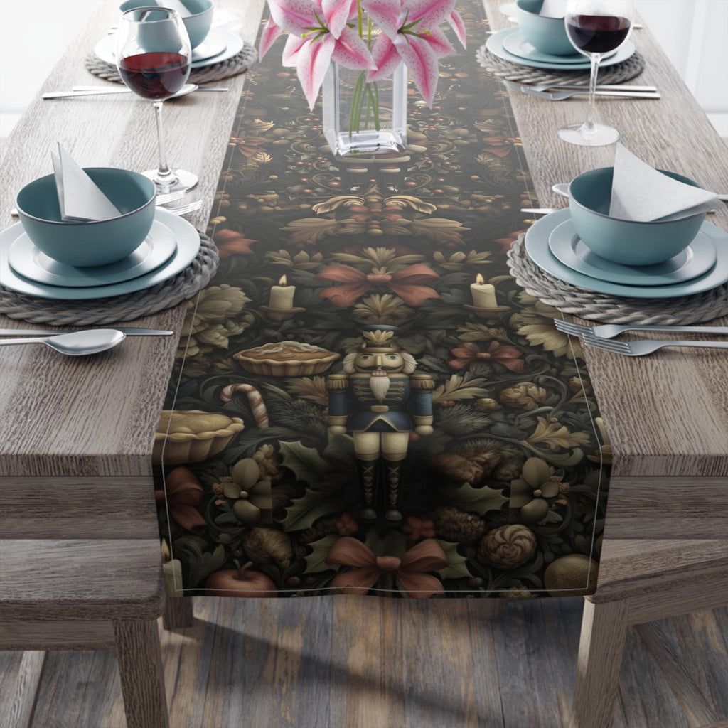 William Morris Inspired Christmas Table Runner: Nutcracker and Santa Holiday Table Decor