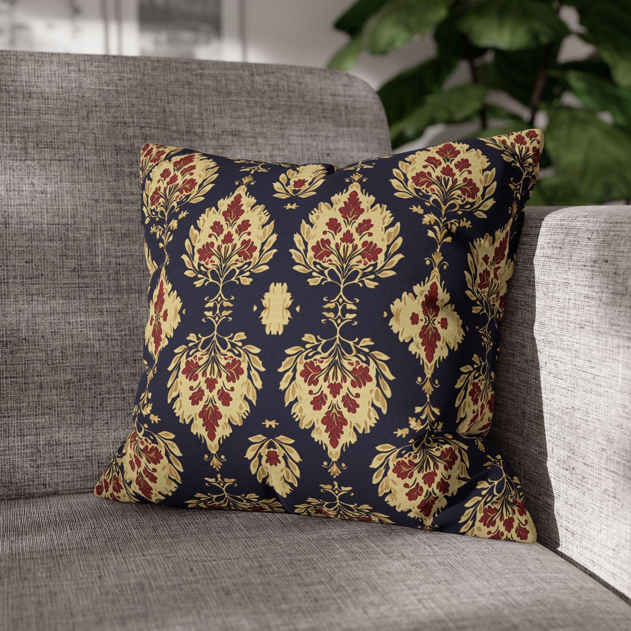 Elegant Ikat Pillow Cover: Navy Gold & Red Holiday and Year Round Decor