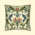 William Morris Inspired Hummingbird Floral Pillow Cover: Vintage Nature Tapestry Cushion Design