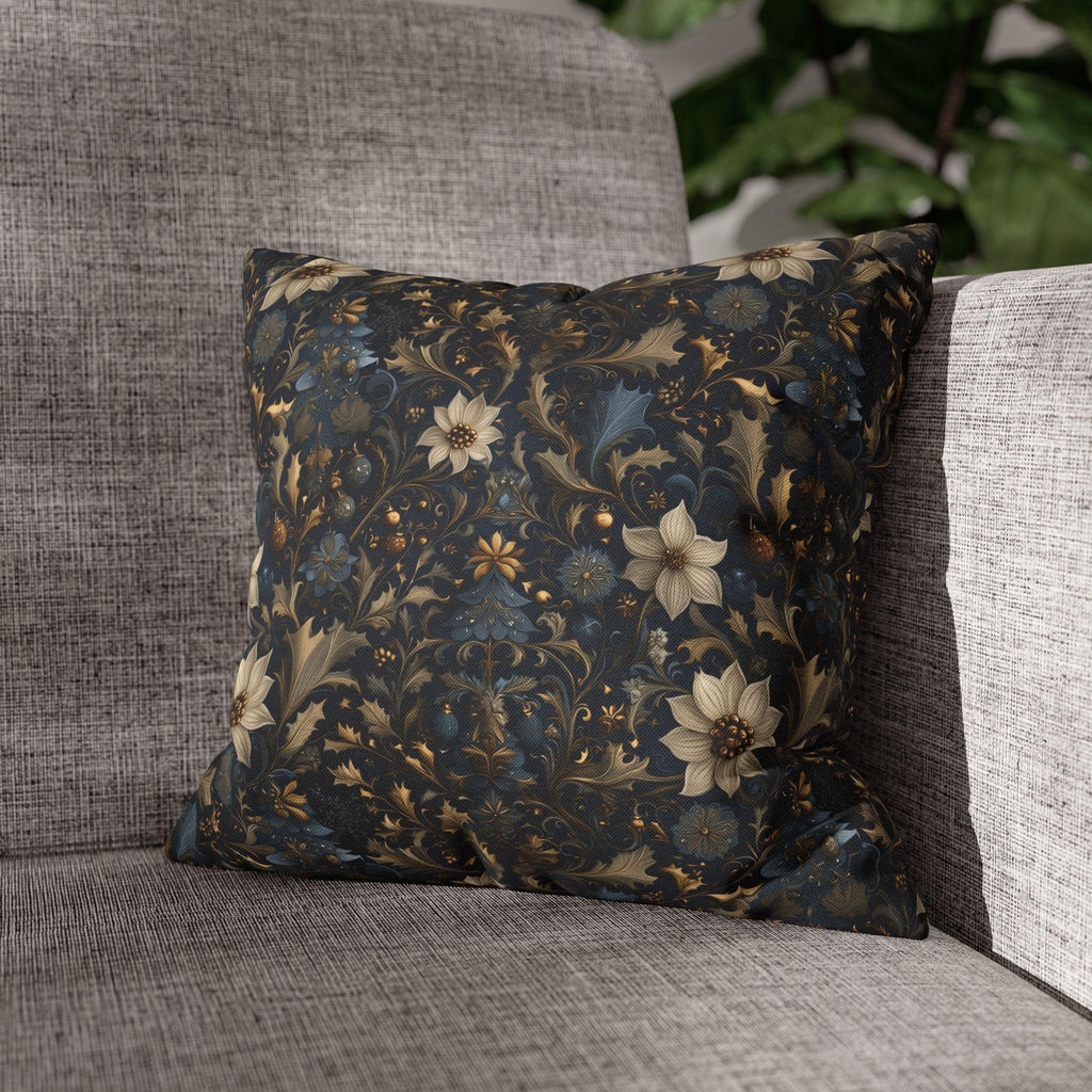 Midnight Blue William Morris Christmas Botanical Pillow Cover