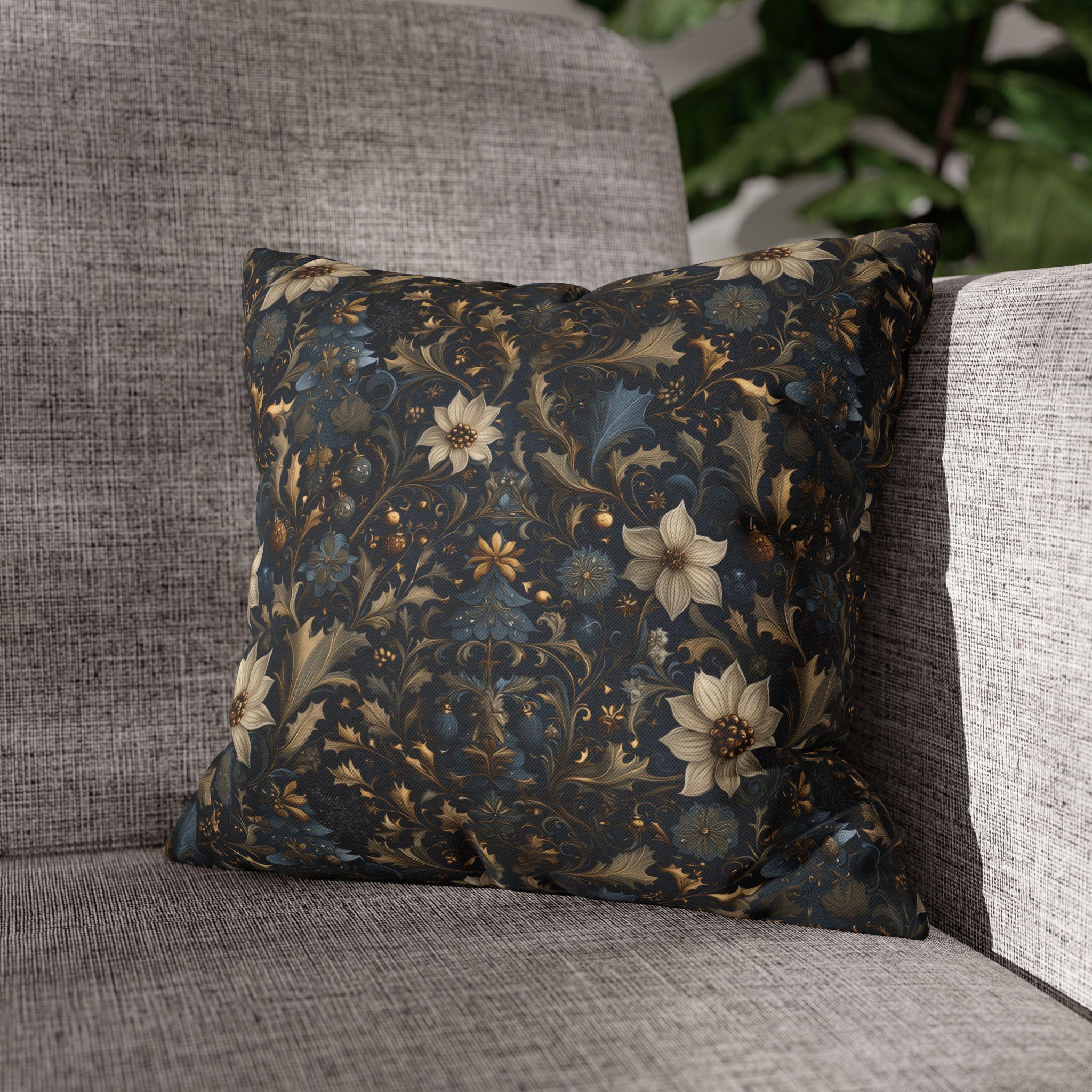 Midnight Blue William Morris Christmas Botanical Pillow Cover