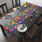 Mexican Table Runner: Colorful Floral Tile Pattern Celebrating the Artistry of Mexico