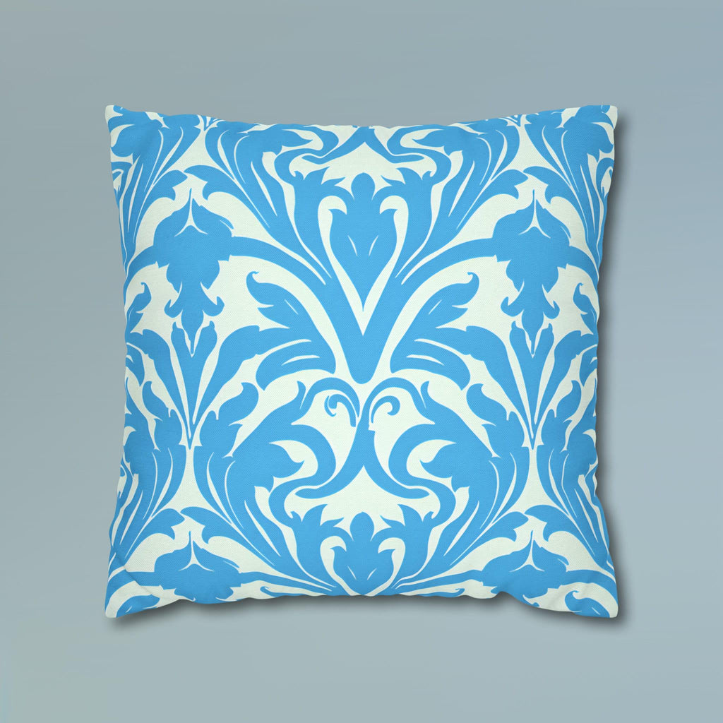 Art Nouveau Pillow Cover: Aqua Blue Floral Throw Pillow
