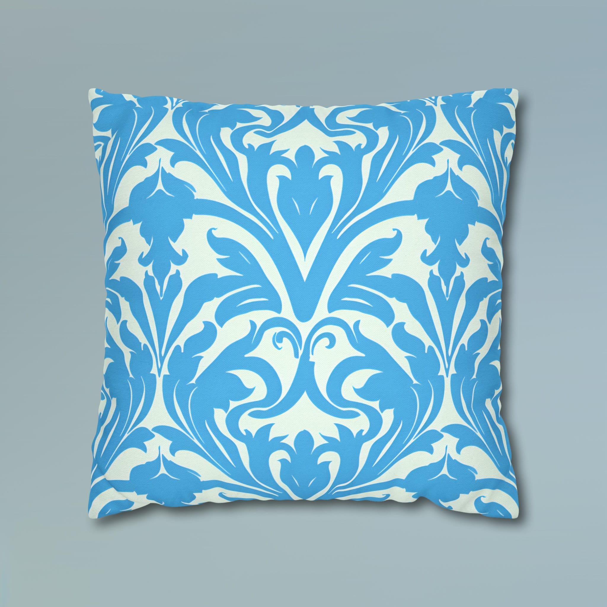 Art Nouveau Pillow Cover: Aqua Blue Floral Throw Pillow