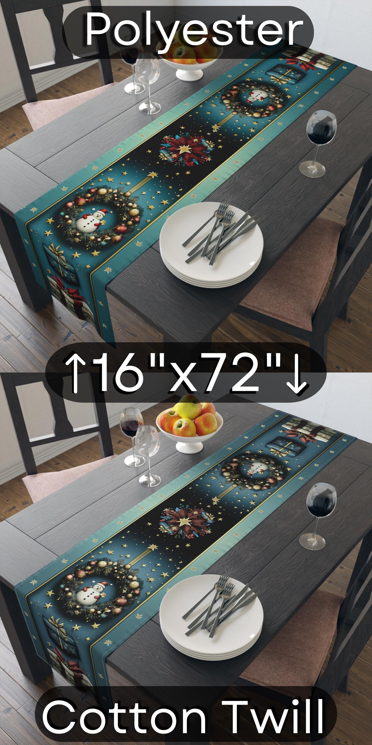 Vintage Inspired Christmas Table Runner: Teal Blue & Red Holiday Decor