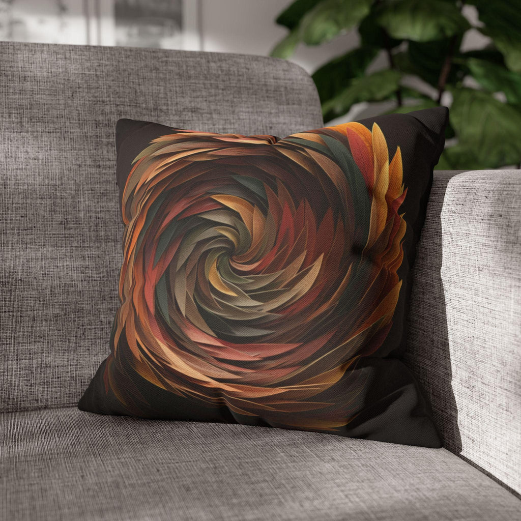 Pillow Cover: Swirling Fall Leaves - Earthy Brown and Orange