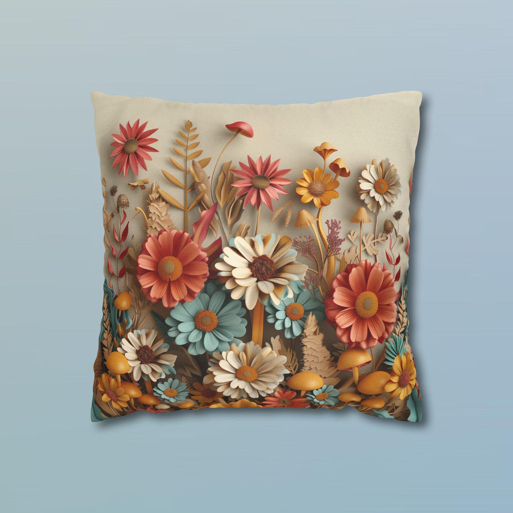 Floral Botanical Garden Pillow Cover: Warm Tone Accent Cushion