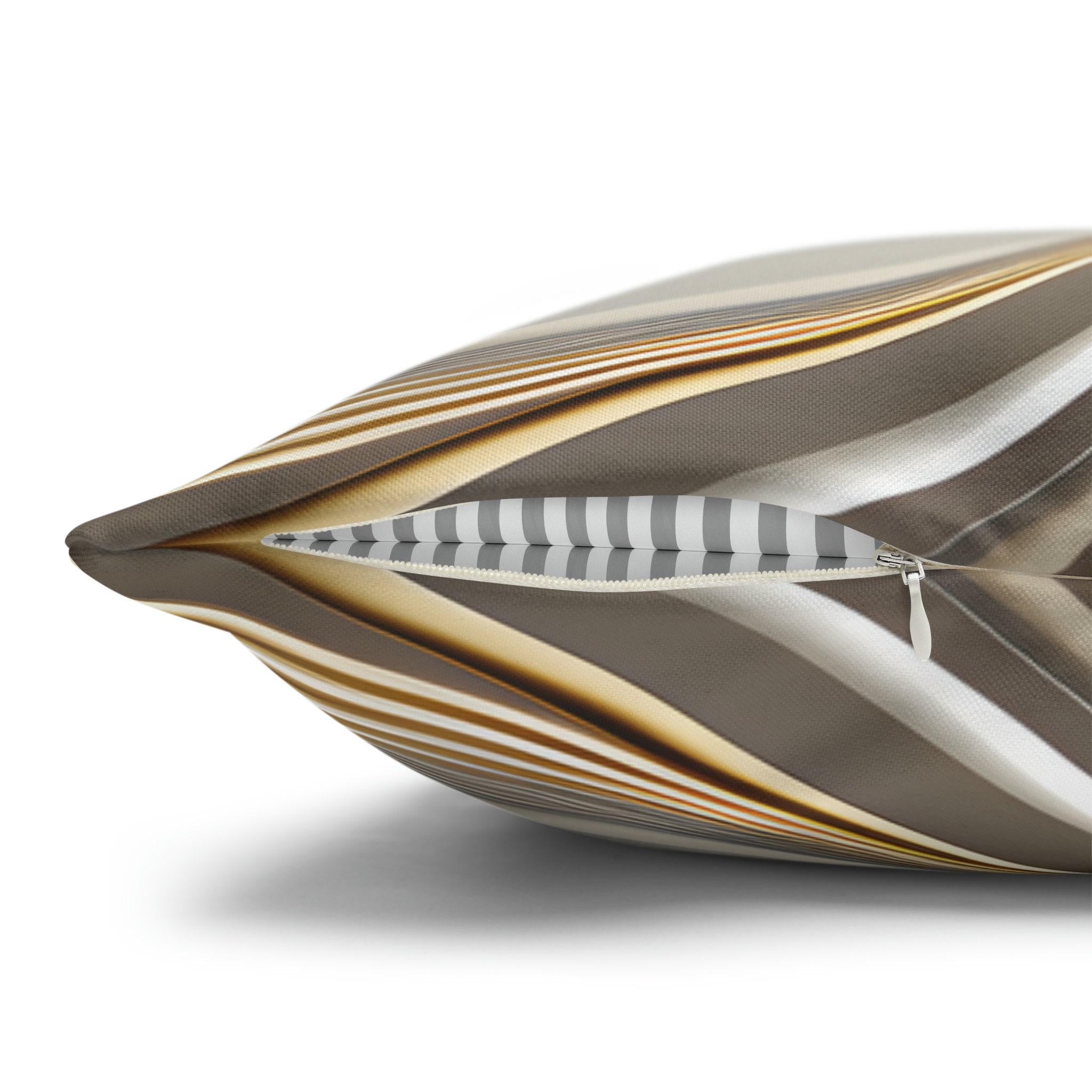 3D Rendered Elegant Christmas Ribbon Pattern Pillow Cover: Pale Gold and Silver Shimmer