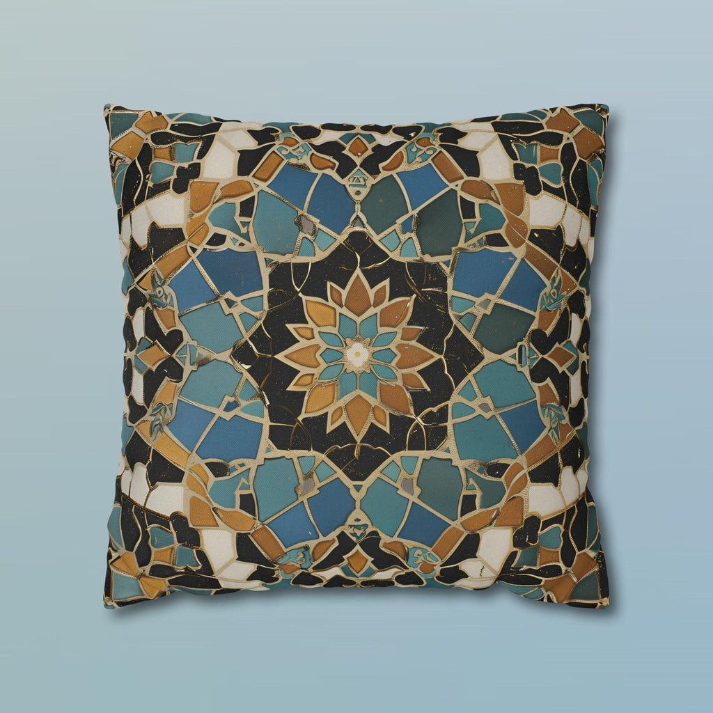 Luxurious Moroccan Tilework Inspired Pillow Cover: Teal, Beige, Brown Geometric Cushion Case