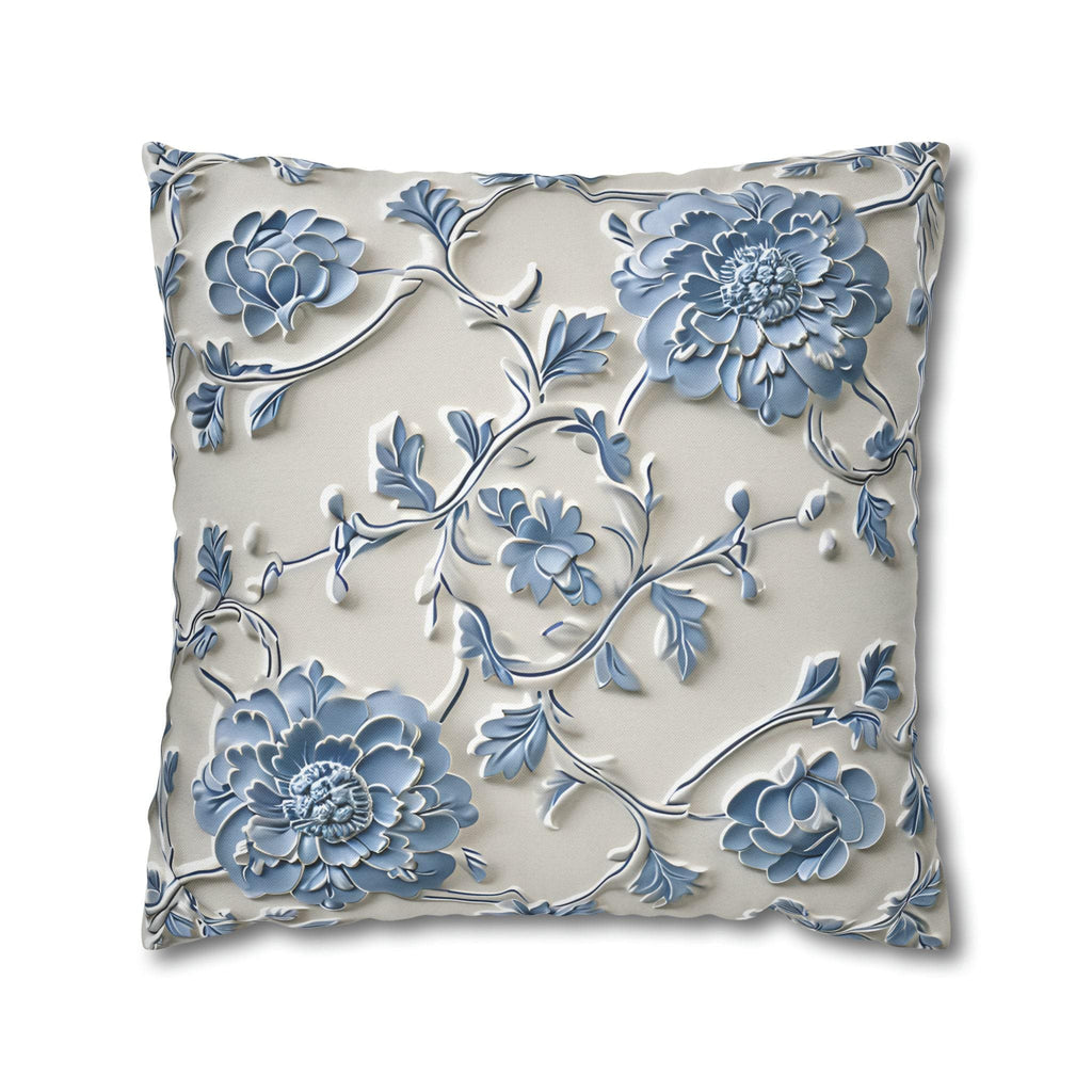 Blue Floral Chinoiserie Pillow Cover: Elegant Home Decor
