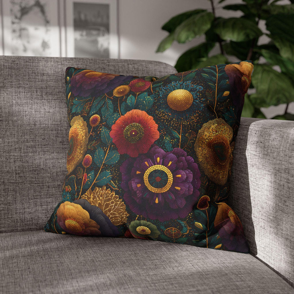 Klimt Botanical Pillow Cover: Jewel Tone Art Nouveau Home Decor