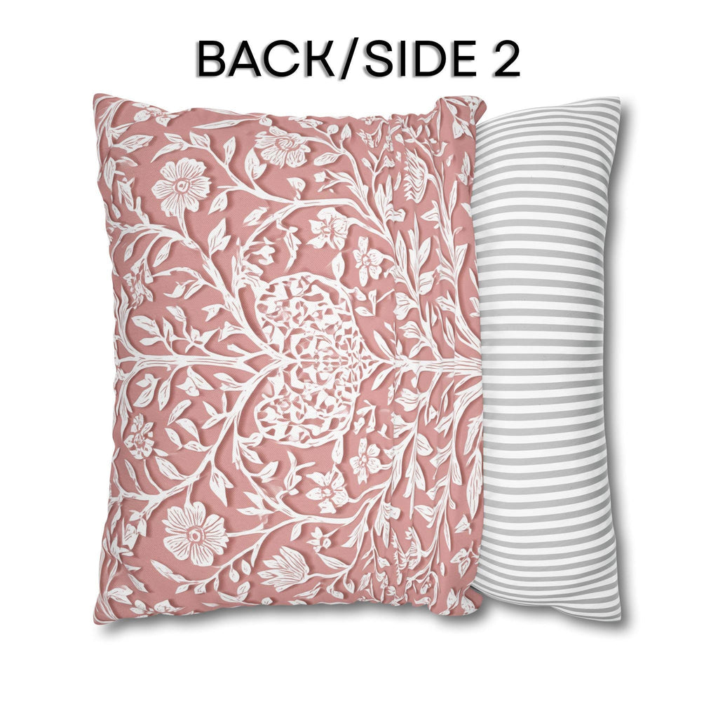 William Morris Inspired Heart & Blooms Pillow Cover: Faux Lace Botanical Design