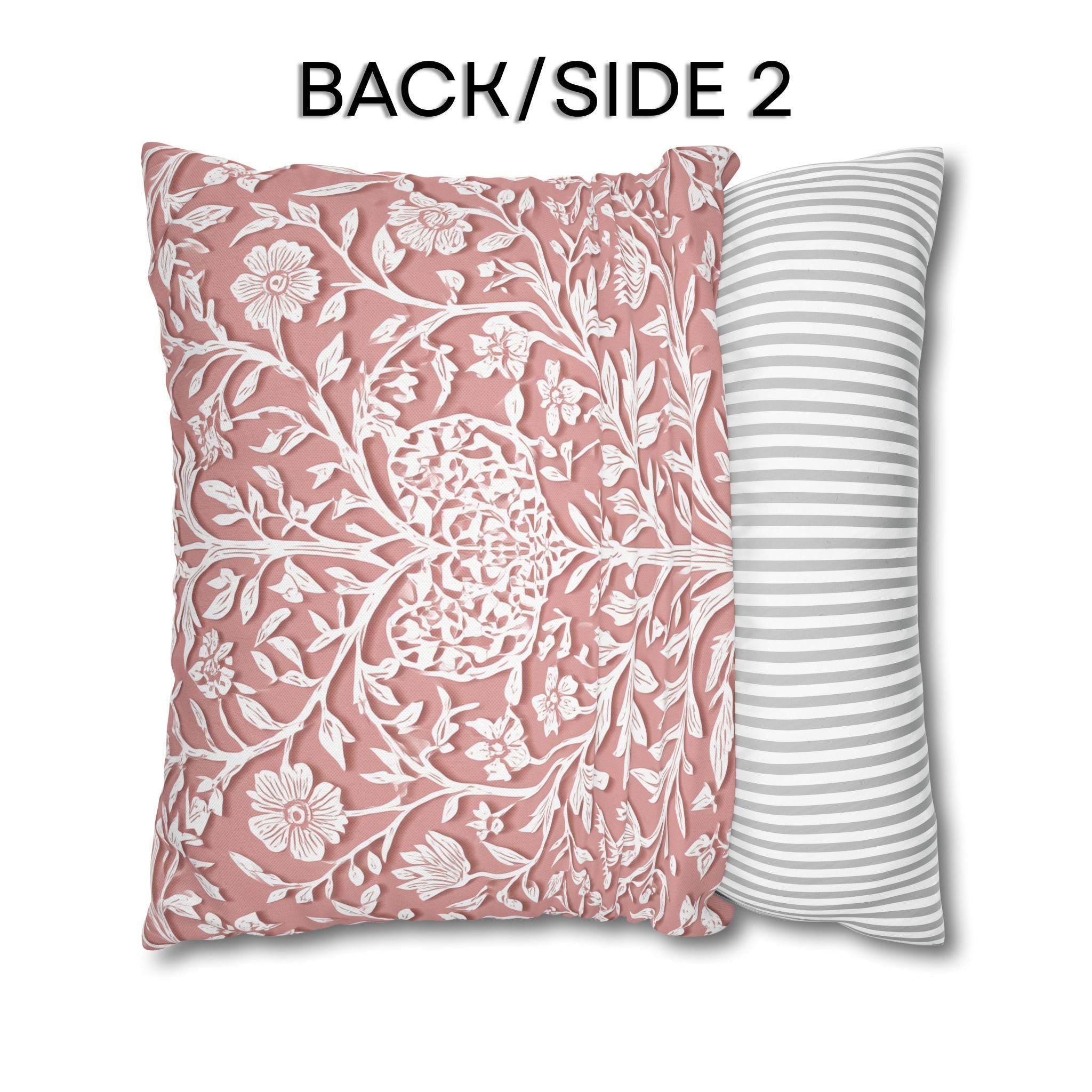 William Morris Inspired Heart & Blooms Pillow Cover: Faux Lace Botanical Design