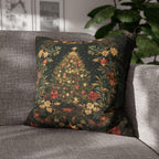 William Morris Christmas Tree Pillow Cover, Deep Green Holiday Decorative Cushion