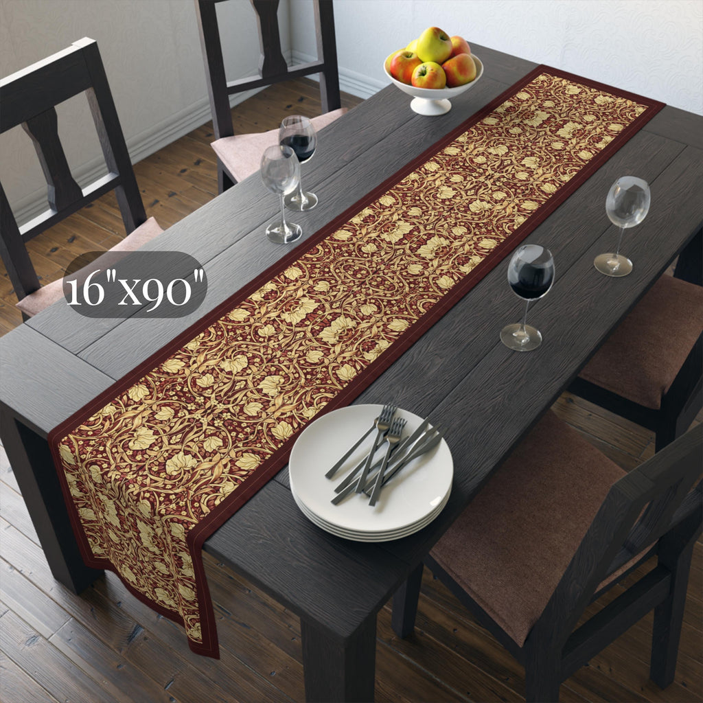 William Morris Table Runner: Burgundy and Champagne Vintage Pimpernel Reconstructed