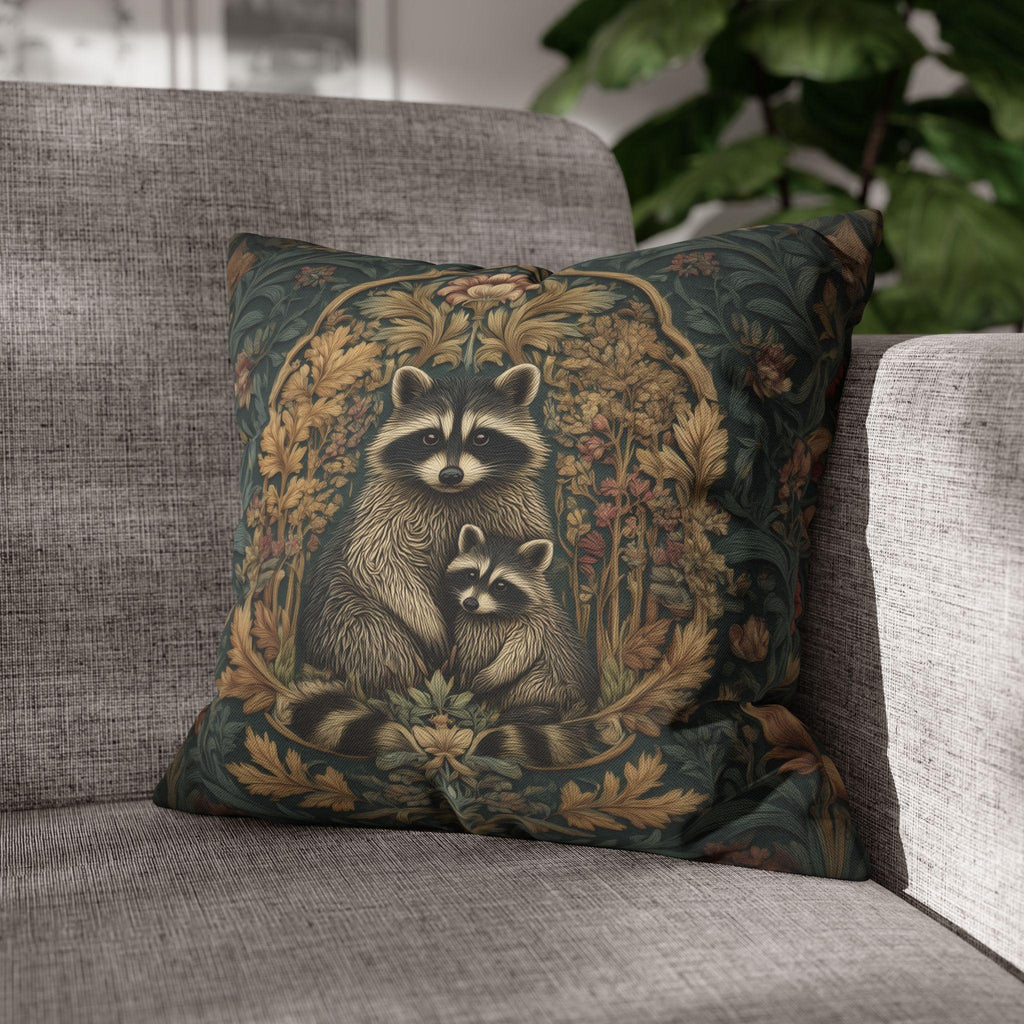William Morris Raccoon Pillow Cover: Whimsical Woodland Animal Decor