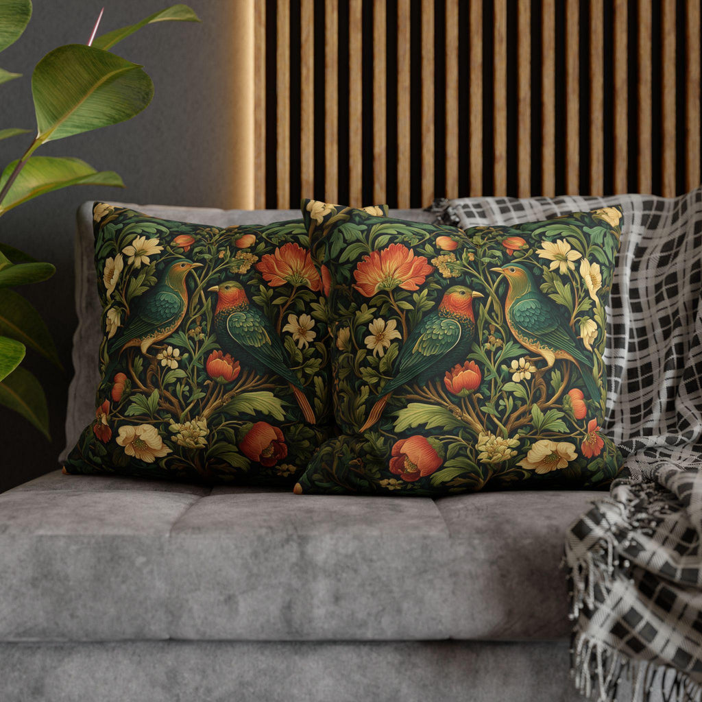 William Morris Love Birds Pillow Cover: Vintage Style Arts & Crafts Floral Cushion