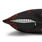 Halloween Damask Pillow Cover: Hidden Skulls in Black and Burnt Orange