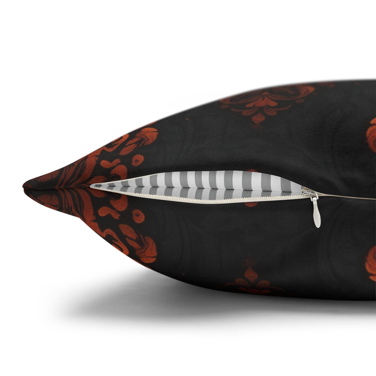 Halloween Damask Pillow Cover: Hidden Skulls in Black and Burnt Orange