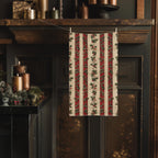 Striped Holly Christmas Hand Towel: Red Green Cream Holiday Botanical Winter Decor