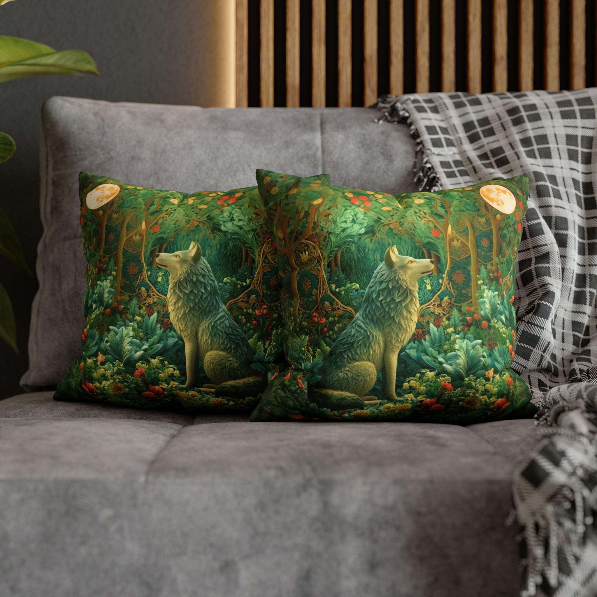 Mystical Wolf Moon Decorative Pillow
