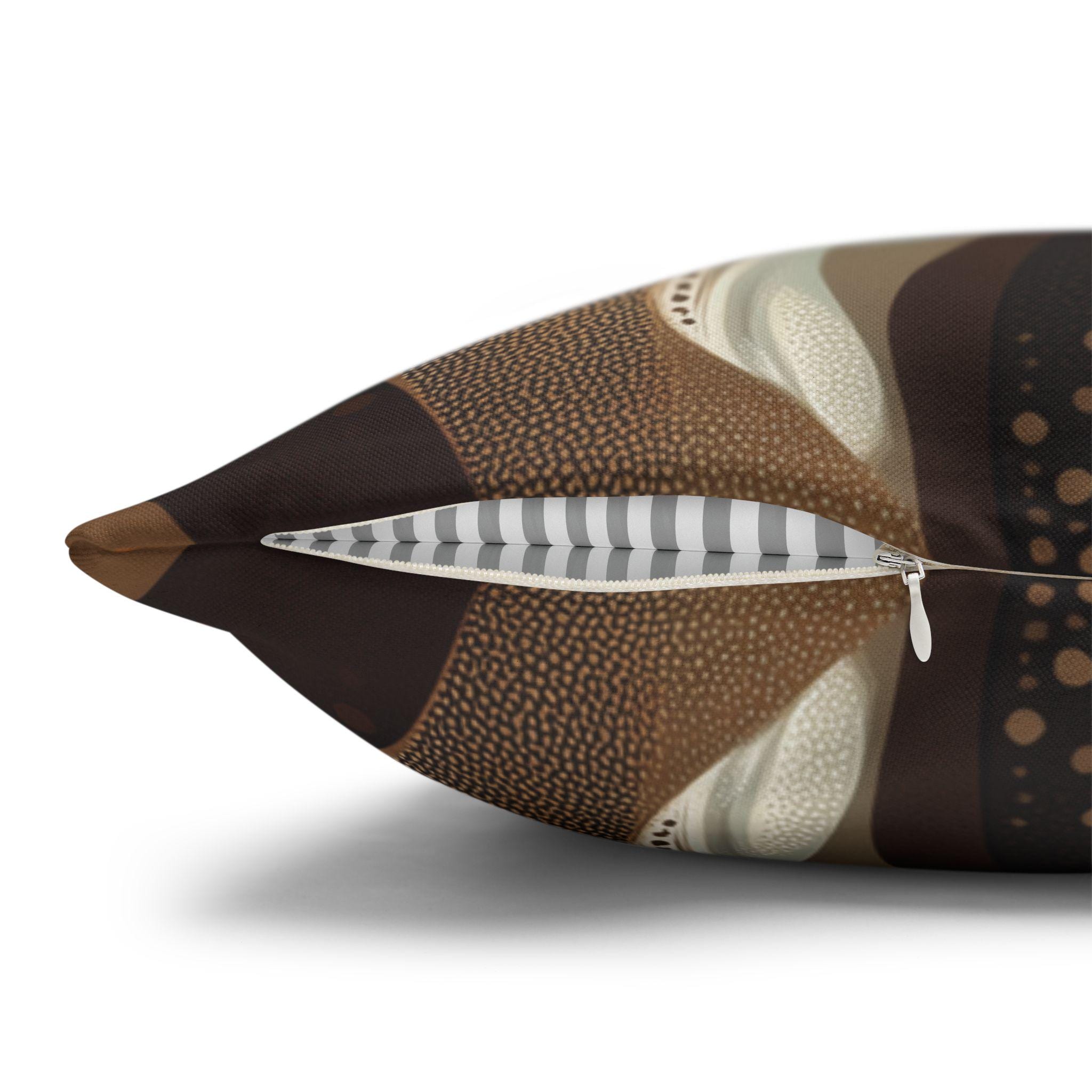 Abstract Wave Design Pillowcase, Brown Beige Cream Caramel Teal,  Home Decor Accent, Sofa Pillow